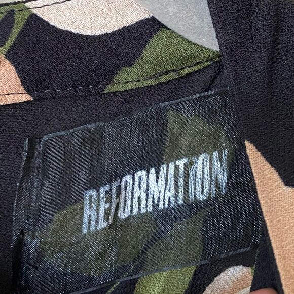 Reformation Gillian Venus Midi  Black Dress Floral Long Sleeve Size 2 - Picture 11 of 12